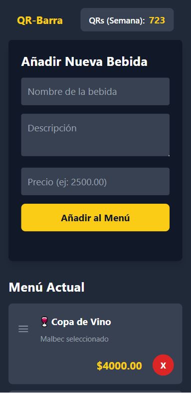 Paso 2: Dueño de bar crea menú